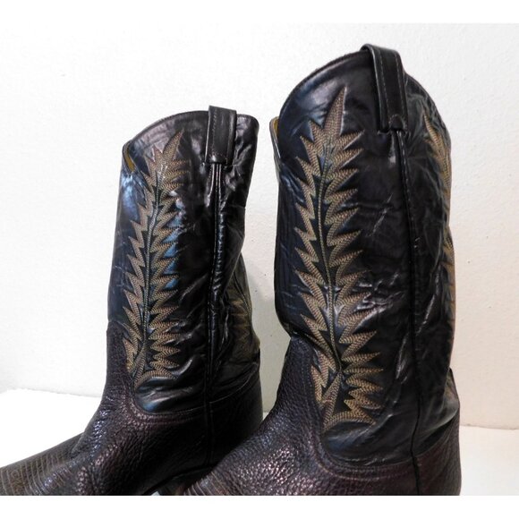 Tony Lama Vintage Leather Cowboy Boots Mens Size 9 EE Brown Western Style H4165 - Picture 5 of 12